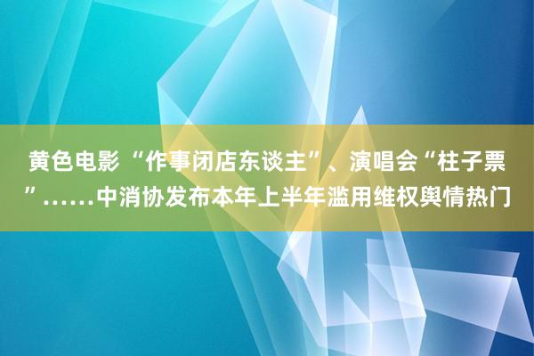 黄色电影 “作事闭店东谈主”、演唱会“柱子票”……中消协发布本年上半年滥用维权舆情热门