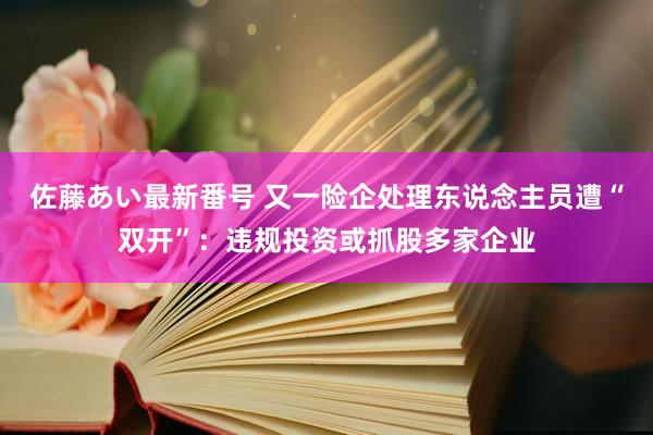 佐藤あい最新番号 又一险企处理东说念主员遭“双开”：违规投资或抓股多家企业