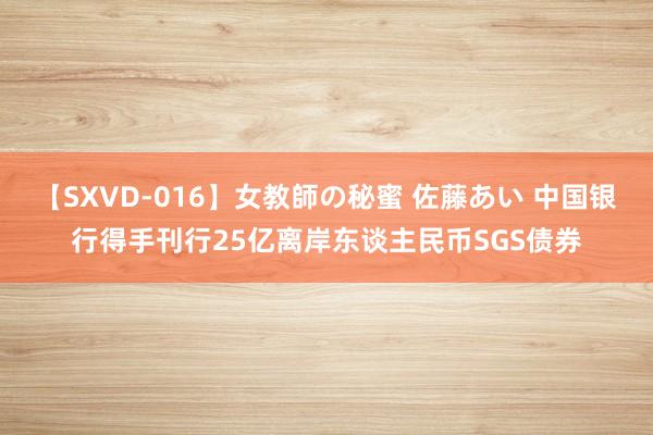 【SXVD-016】女教師の秘蜜 佐藤あい 中国银行得手刊行25亿离岸东谈主民币SGS债券