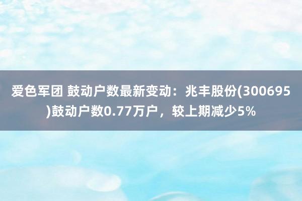 爱色军团 鼓动户数最新变动：兆丰股份(300695)鼓动户数0.77万户，较上期减少5%