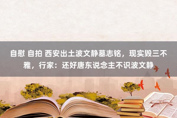 自慰 自拍 西安出土波文静墓志铭，现实毁三不雅，行家：还好唐东说念主不识波文静