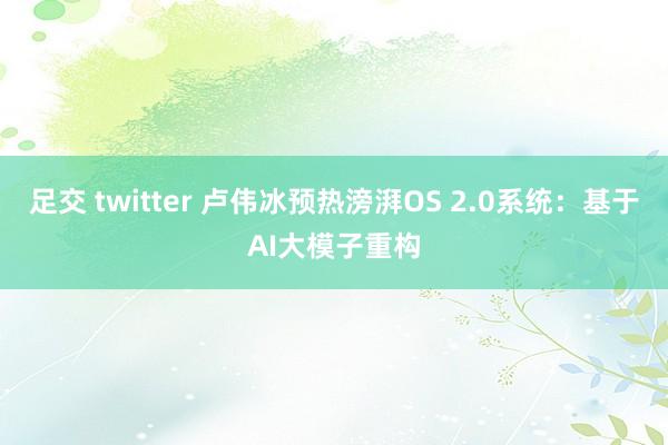 足交 twitter 卢伟冰预热滂湃OS 2.0系统：基于AI大模子重构