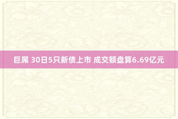 巨屌 30日5只新债上市 成交额盘算6.69亿元