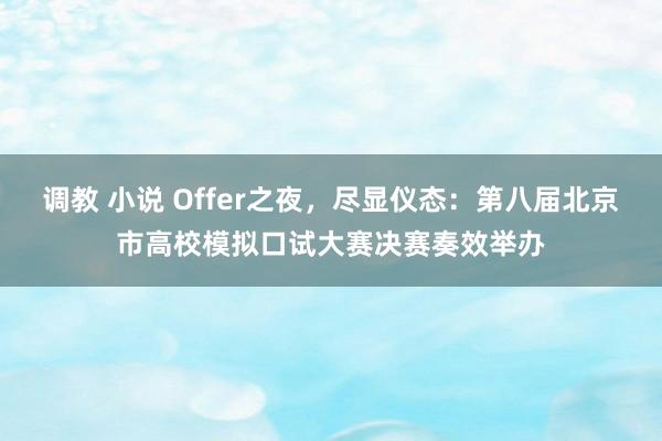 调教 小说 Offer之夜，尽显仪态：第八届北京市高校模拟口试大赛决赛奏效举办